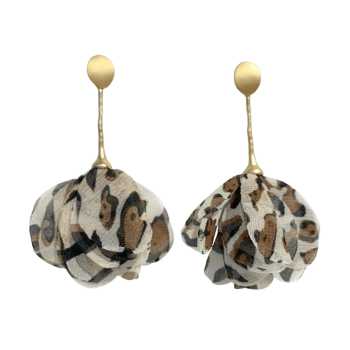 Pendientes leopardo tela