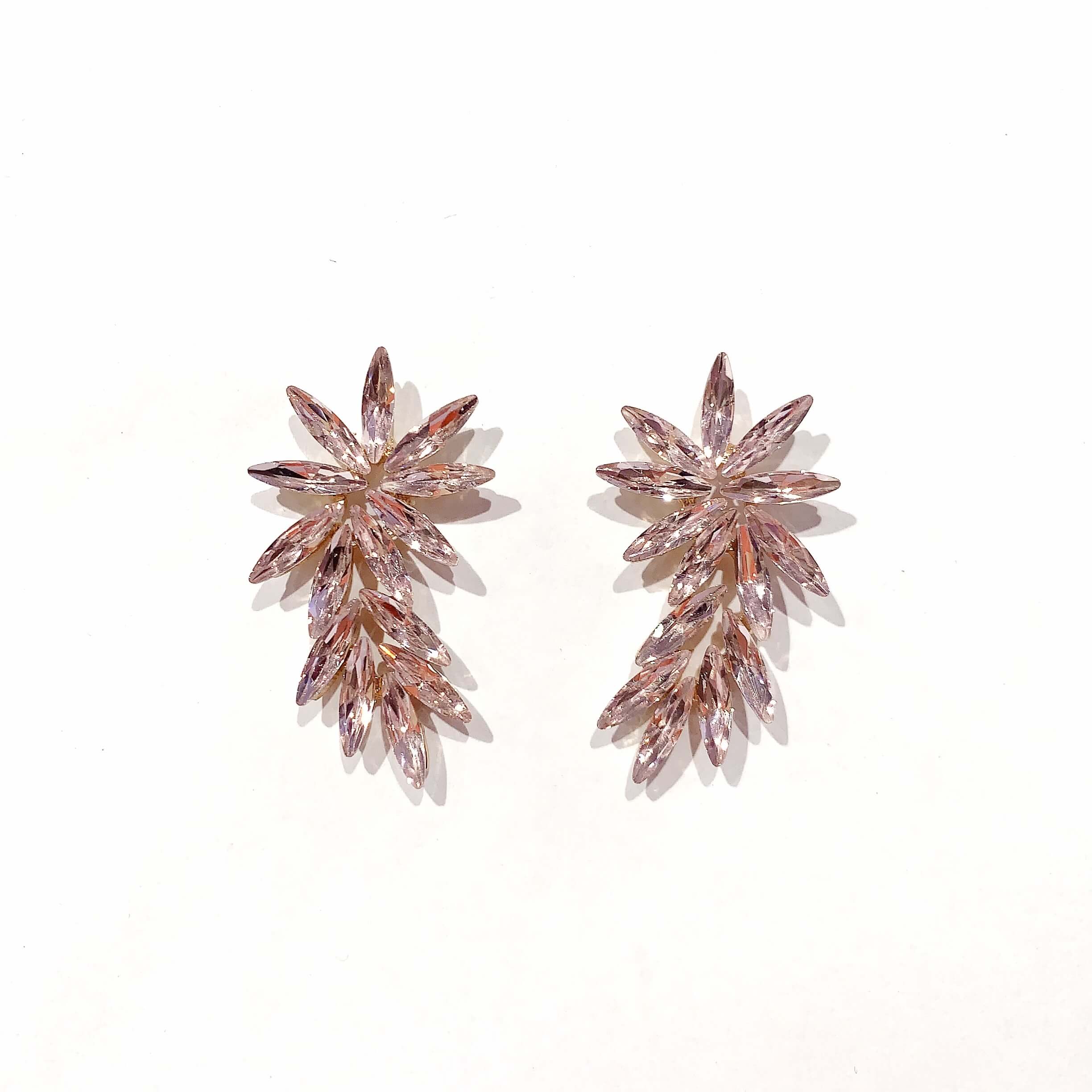 Pendientes cristales forma ala con flor