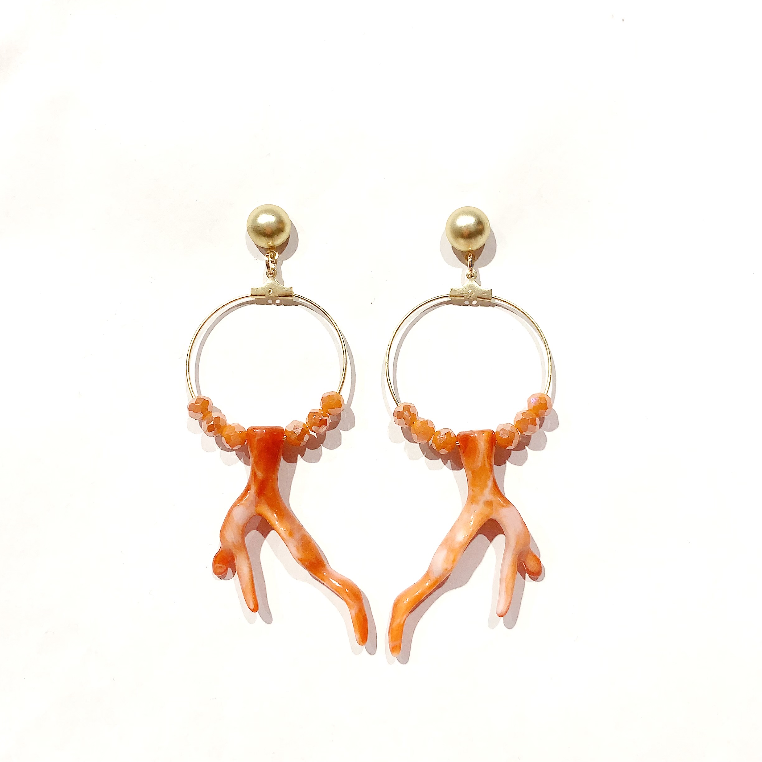 Pendientes forma aro coral