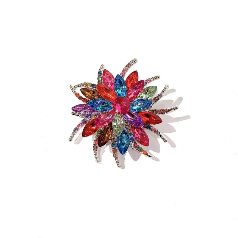 Broche cristal forma flor multicolor