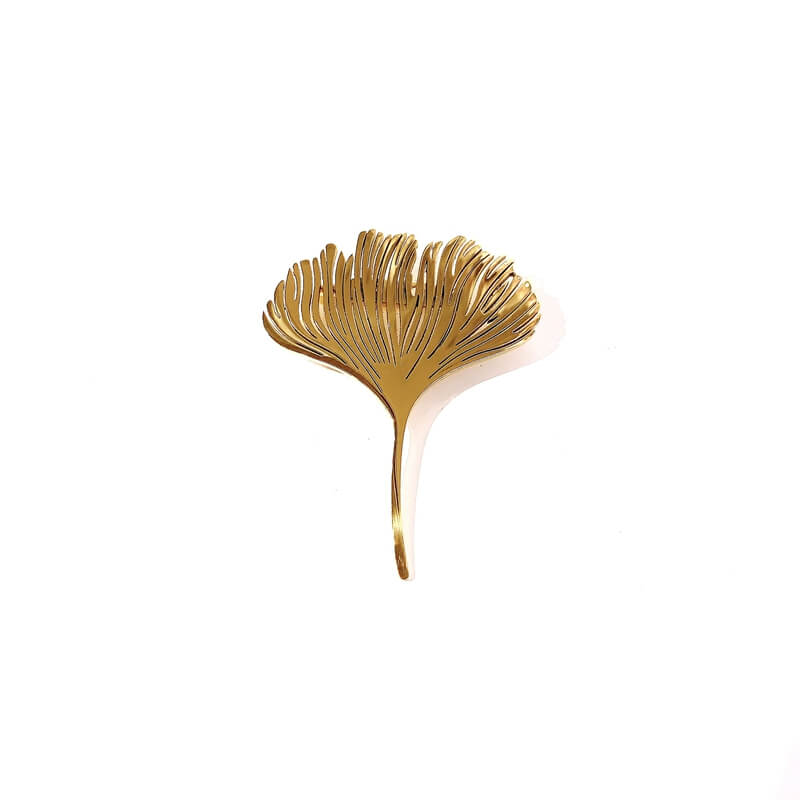 Broche acero hoja ginkgo